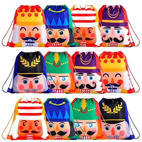 Hillban 12 Pcs Nutcracker Drawstring Backpack Valentine Nutcracker Gift Bags Waterproof Shoulder Bags for Yoga(Classic Colorful)
