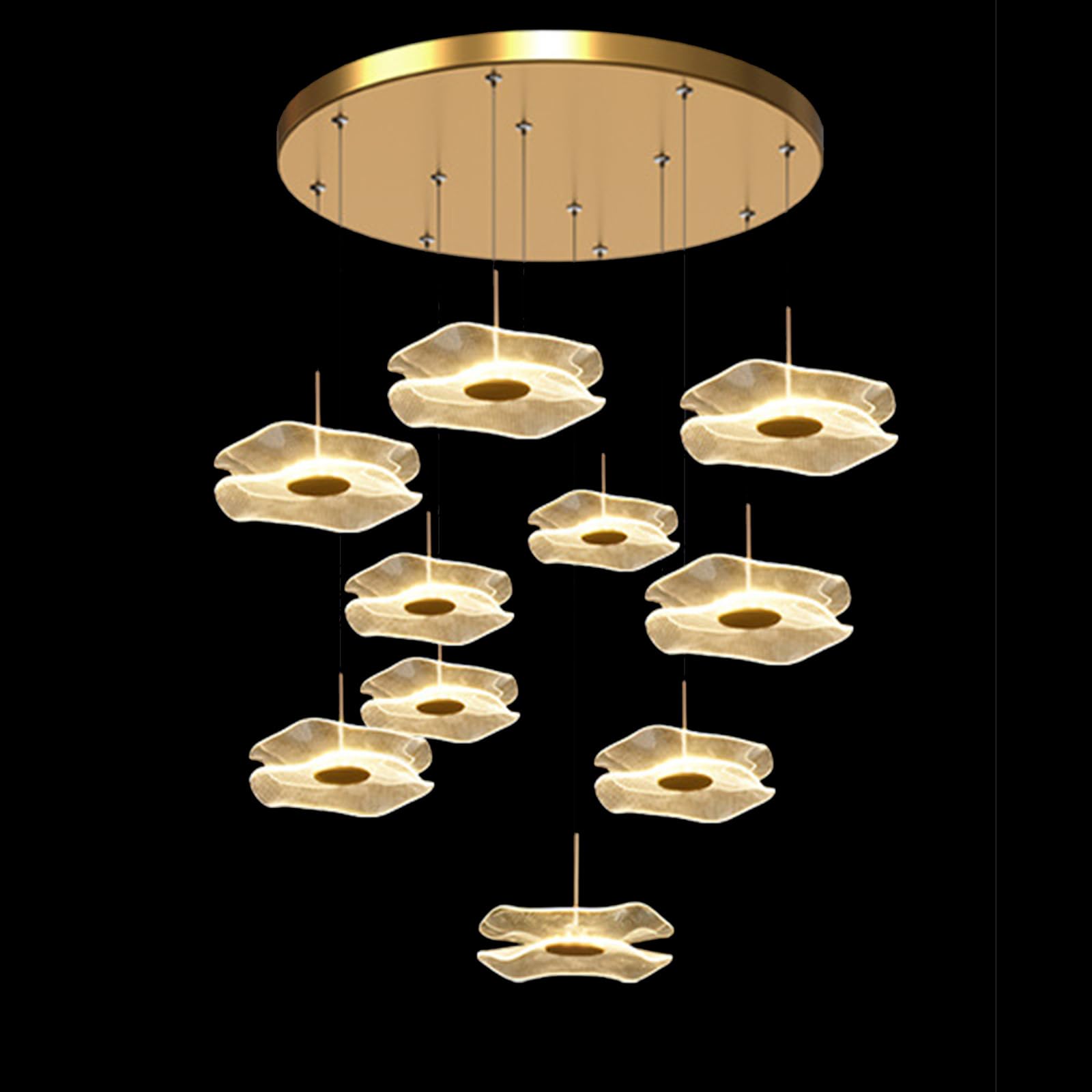 Lustre d'escalier 12 lumières suspension moderne style villa nordique