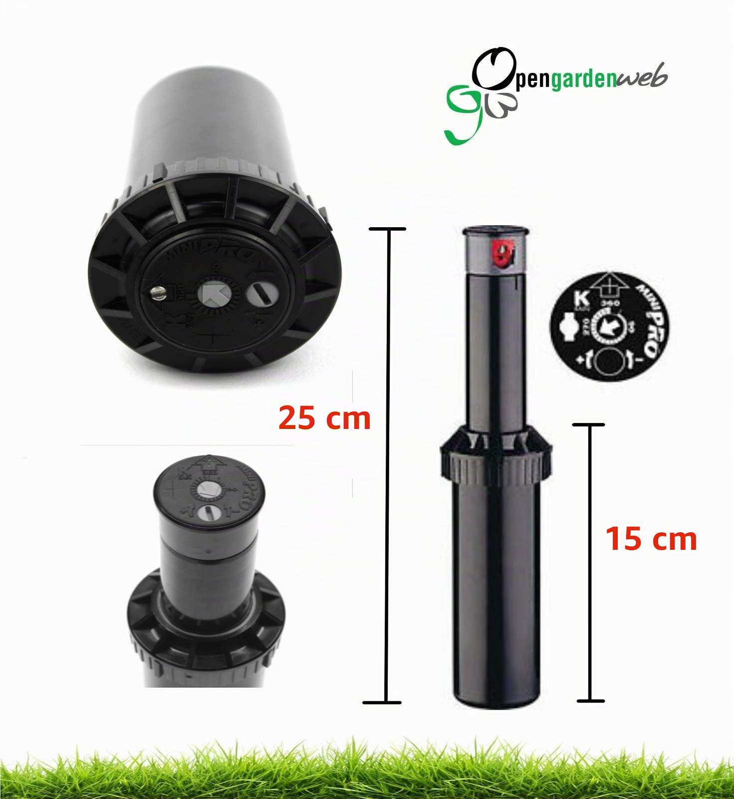 5 x Irrigatore a Turbina Pop-Up 1/2" MINI-PRO Rain Con 20 Ugelli Di Ricambio In Omaggio| Regolabile sino a 360°|Copertura In Gomma|Ampia Compatibilità Di Testine| Meccanismo Anti-Inceppamento
