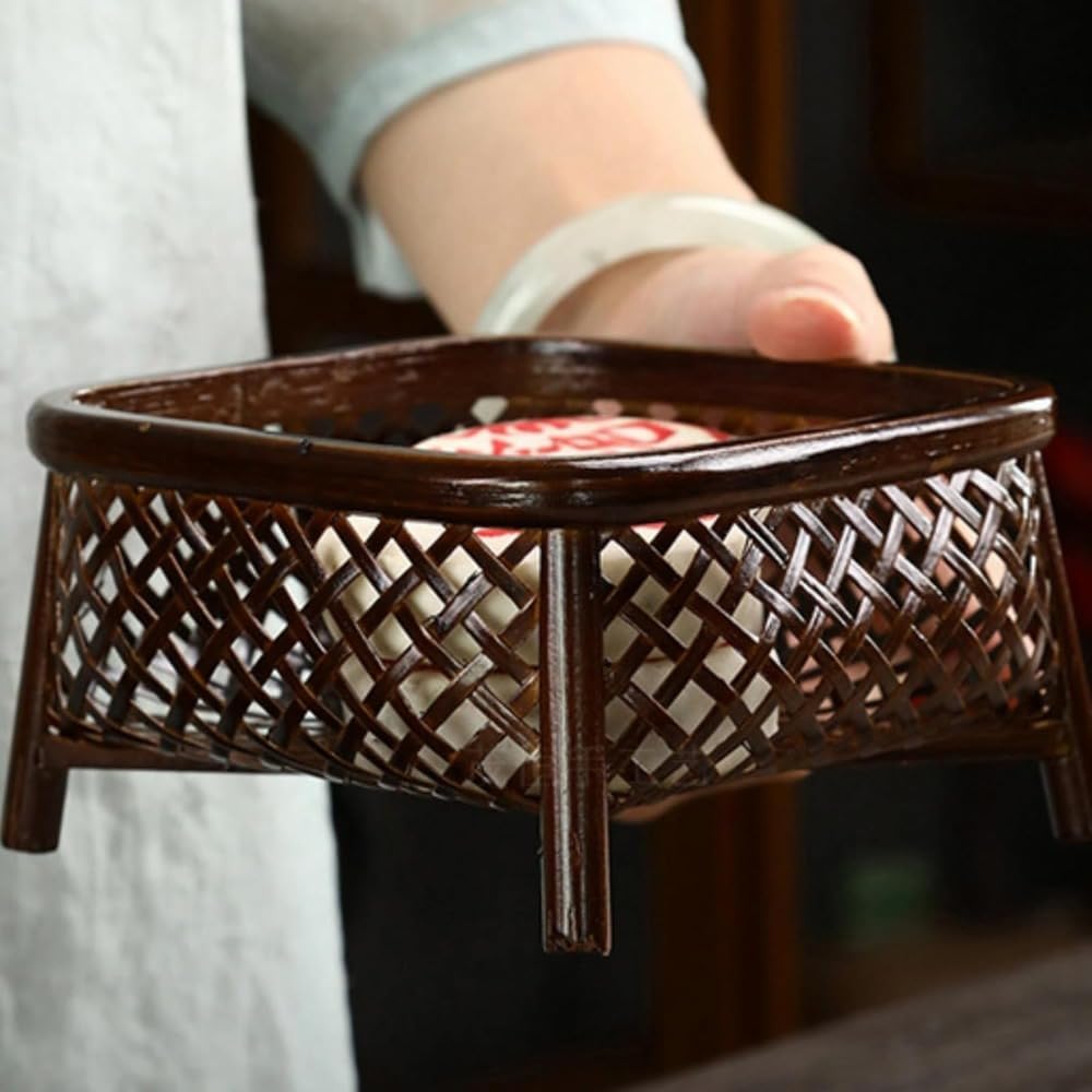 AKILER収納手編みナチュラルフルーツ小物収納竹製フルーツスナックケース (C)