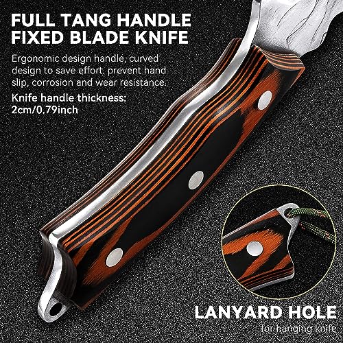 AmHoo Outdoor Tool Professional Bushcraft Knife, Boning Knife, Survival Hunting Knife,Tactical Knife, Camping Knife,With Handle Color Wood Ultra Sharp Steel Blade - Thumbnail 3