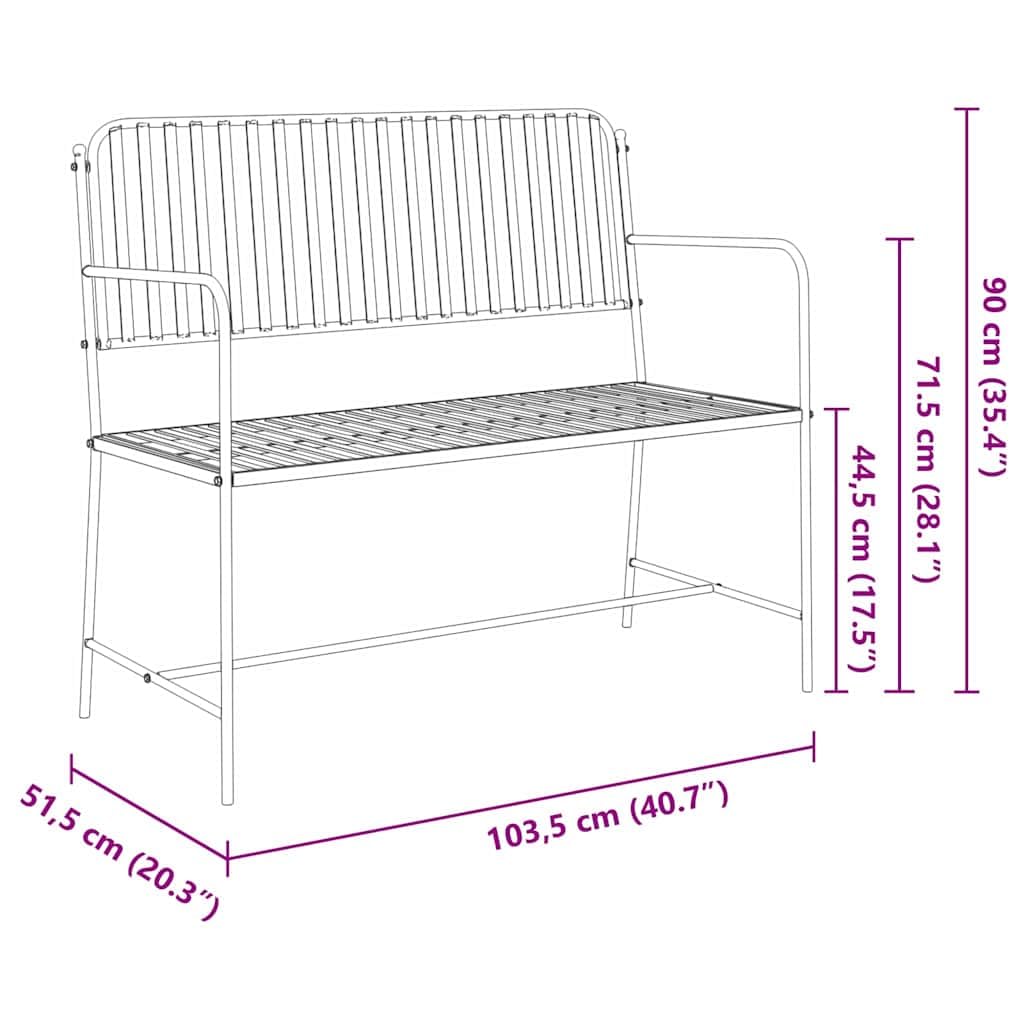 vidaXL Panchina da Giardino Bianco Puro 103,5 x 51,5 x 90 cm Acciaio, Giardino e terrazza, mobili Moderni da Esterno, panchina contemporanea, 2 posti, Stile per Il Tuo Deck