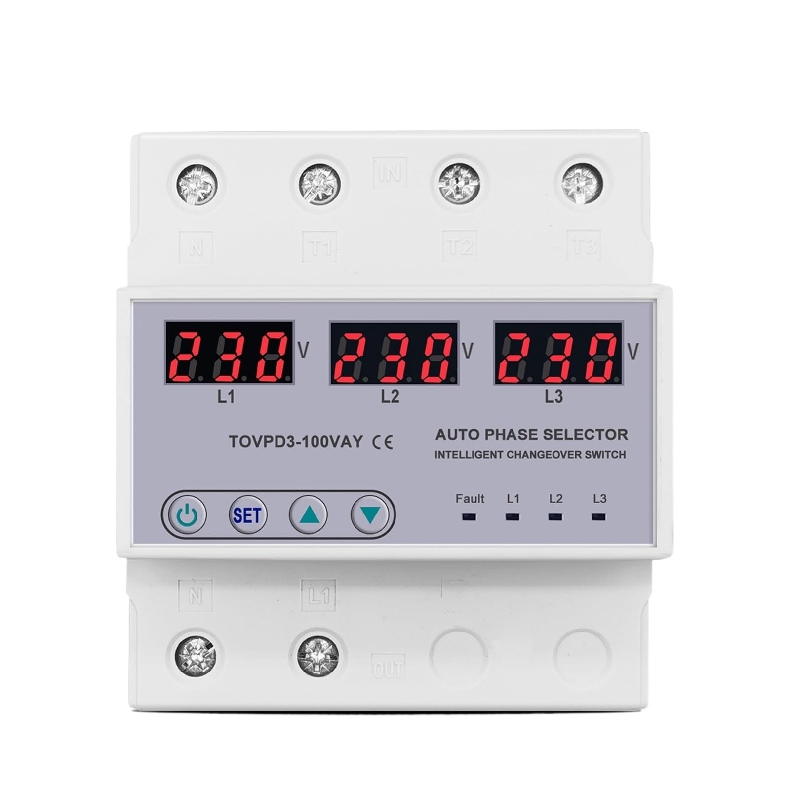 Sélecteur de phase triphasé NISZA 100A pour protéger les équipements 3P+N