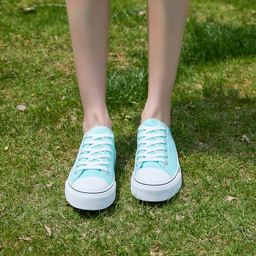 Image of ZGR Womens White Tennis Shoes for Women,Low Tops Lace up Canvas Sneakers