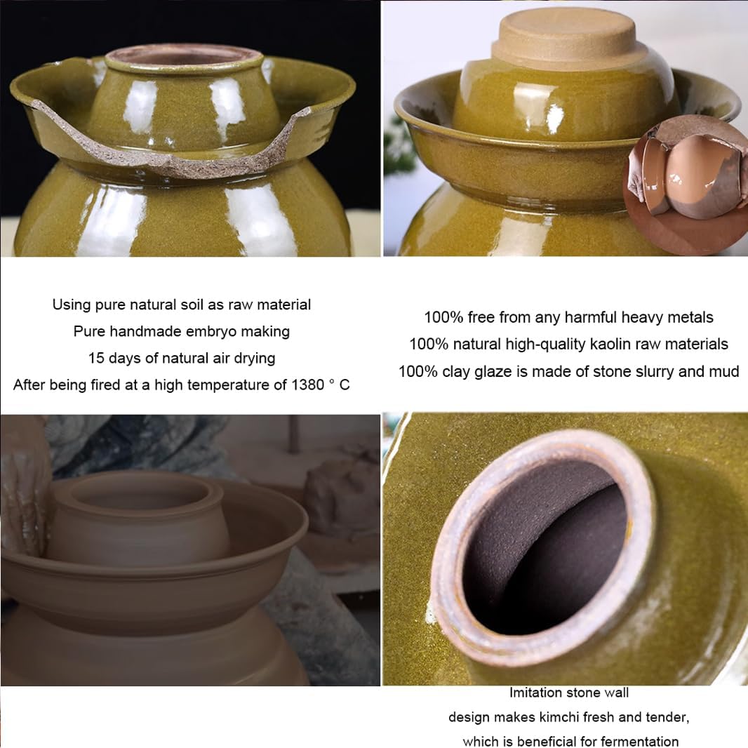Large Ceramic Pickle Jar, Fermentation Jar, Fermenting Crock with Water Seal Airlock Lid, Fermentation Tank for Pickling Kimchi Sauerkraut,Stoneware Kombucha Brewing 4kg