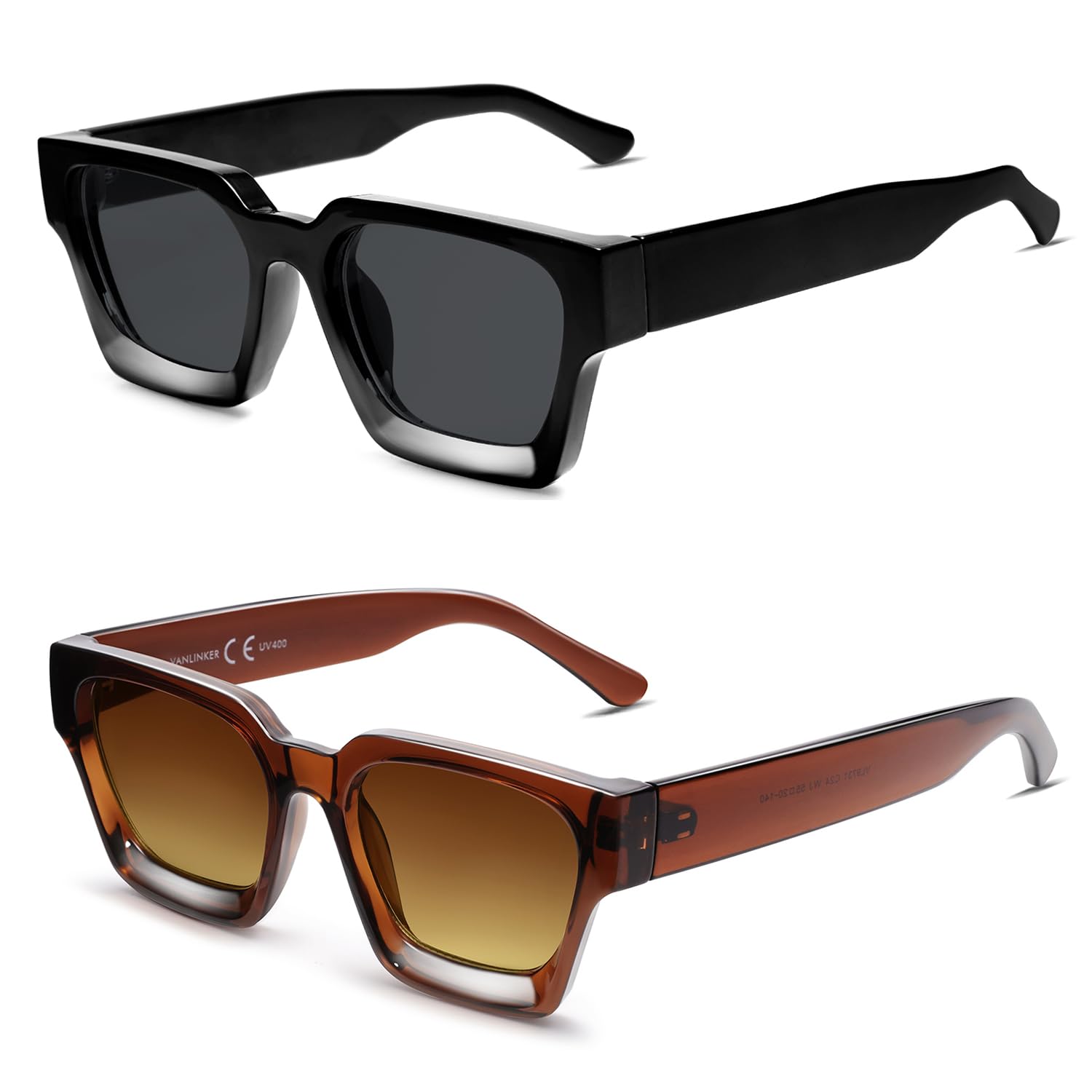 VANLINKER Thick Square Sunglasses for Men Women Retro Chunky Rectangle Shades UV400 Protection VL9731