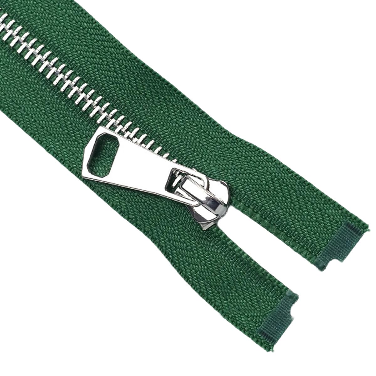 Fermeture éclair de rechange cassée ? Glissière métal ouverte 80 cm vert foncé pour couture