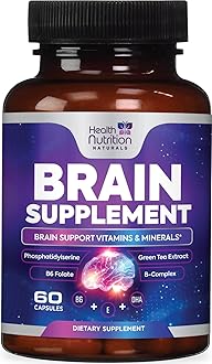 Brain Memory Supplement - 3X Strength Nootropics for Concentration, Clarity & Focus Support - Brain Health Cognitive Vitamins with Bacopa, Phosphatidylserine & DMAE, Brain Booster Pills, 60 Capsules