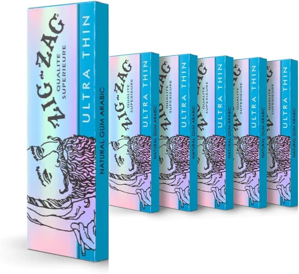 ZIG-ZAG Rolling Papers 1 ¼ Ultra-Thin (6 Booklets) - 32 Sheets Each - Slow Burning Rolling Papers