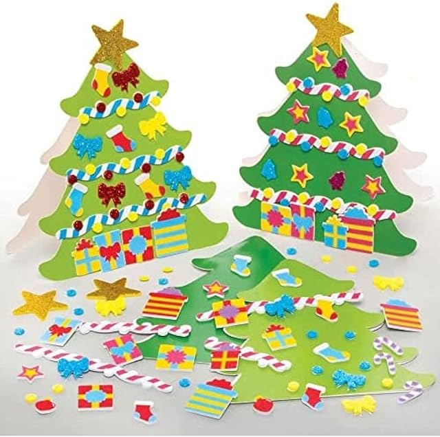 Baker Ross FE910 Christmas Mix & Match Card Kits - Pack of 6, Card Making Kit for Kids, Make Your Own Christmas Cards, Ideal Festive Arts and Crafts Project