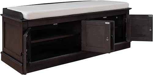 Miniatura 80 de LUMISOL Banco de almacenamiento con 2 cajones y 2 armarios, banco de entrada con cojines extraíbles, banco de zapatos para entrada, sala de estar,