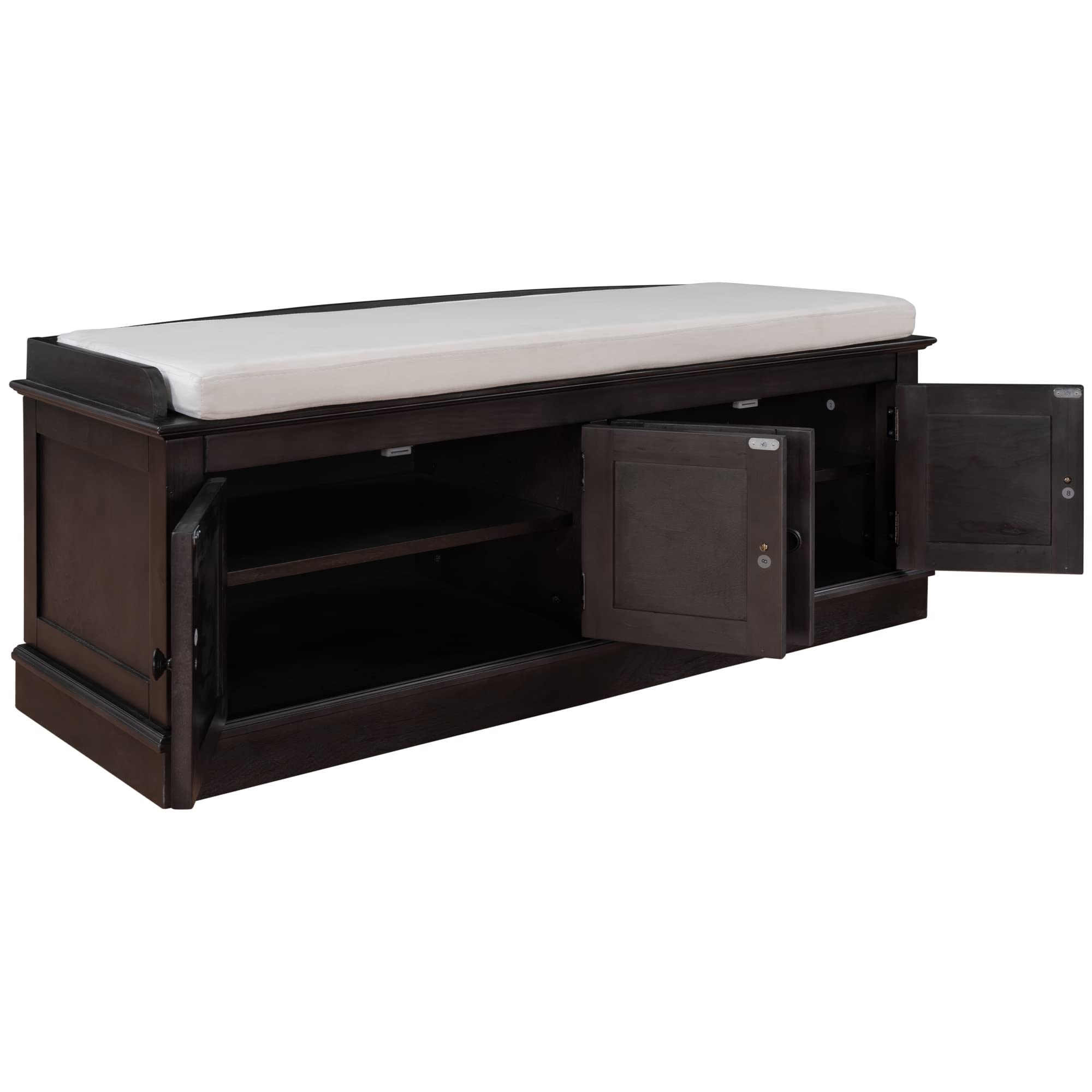 家具 cabinet bench Amazon.com: Jintop Solid Wood Storage Bench with 4 Doors and