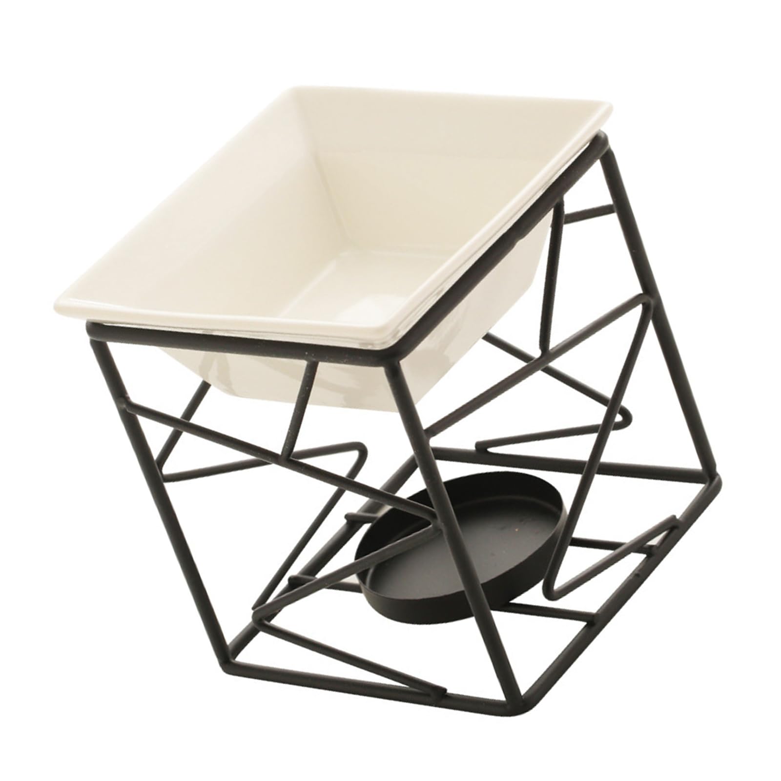 Ceramics Warmer Geometric Tealight Holder For Aromatherapies Diffuser And Home Decoration Aromas(Black)