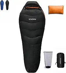 Saco de dormir de plumas com travesseiro para mochila, saco de dormir de 220 x 85 cm, para adultos, adolescentes, jovens, acampamentos e caminhadas ao ar livre com penas de pato de 680 FP