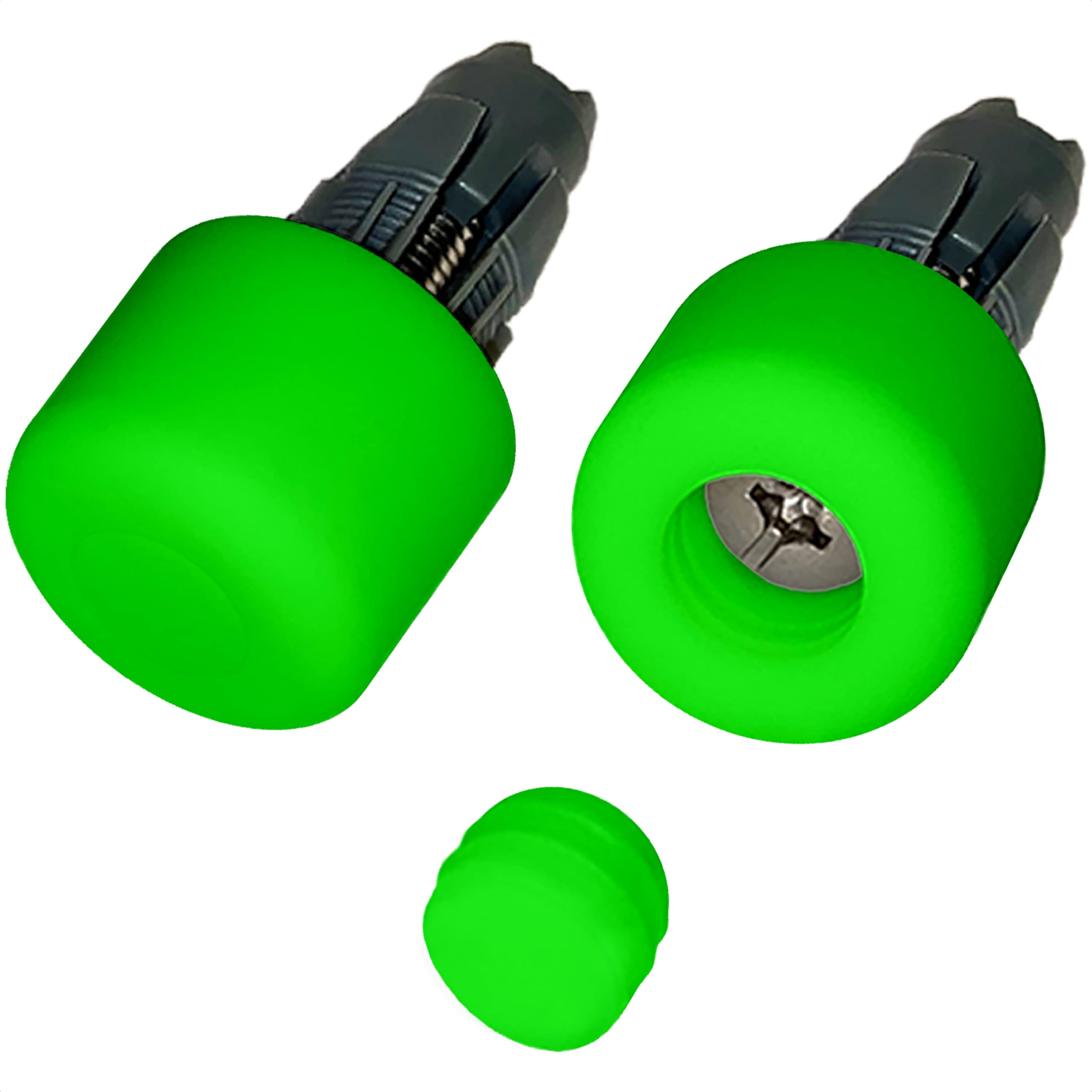 Rubbery Bicycle Handlebar End Plugs, Innovative Design, Bumpers Made of Durable Colorful Silicone, Expands to Lock in Place, Adds Safety & Style, One Pair