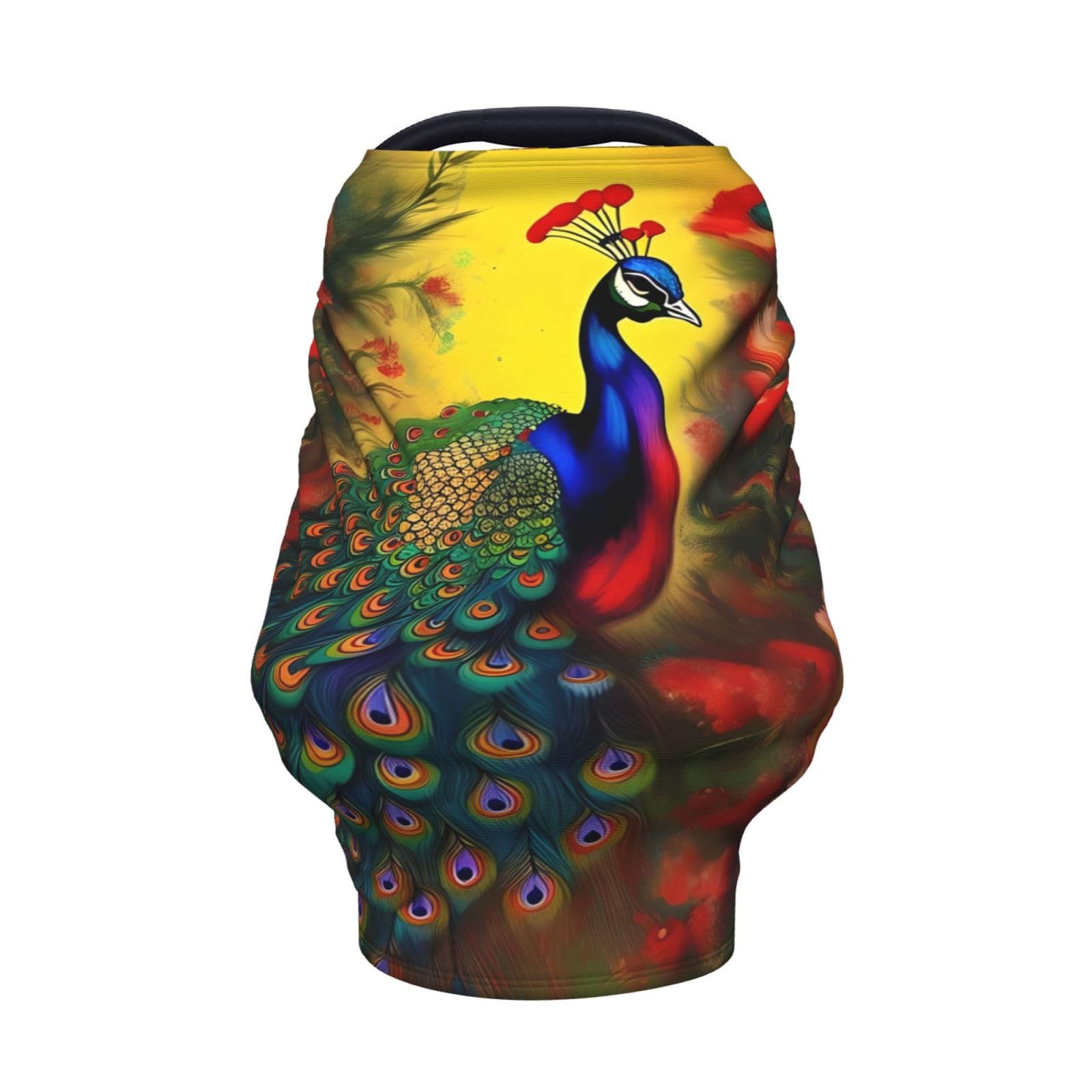 XZDHYZ Peacock flowers Versatile full-print Stroller Chair Cover/Nursing Cover, specially designed for your baby, Black