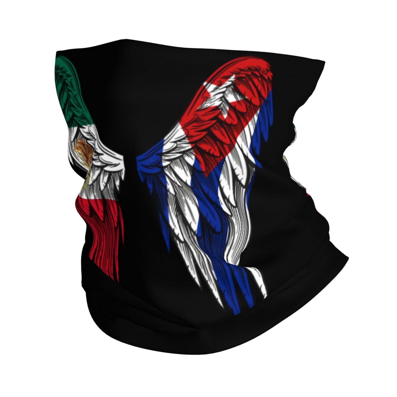 Mexico Mexican and Cuba Cuban Flag Wings Neck Gaiter Face Cover Mask Bandana Gator Balaclava Tube Face Scarf Headband Outdoor Sport Mask Sun Protection for Women Men