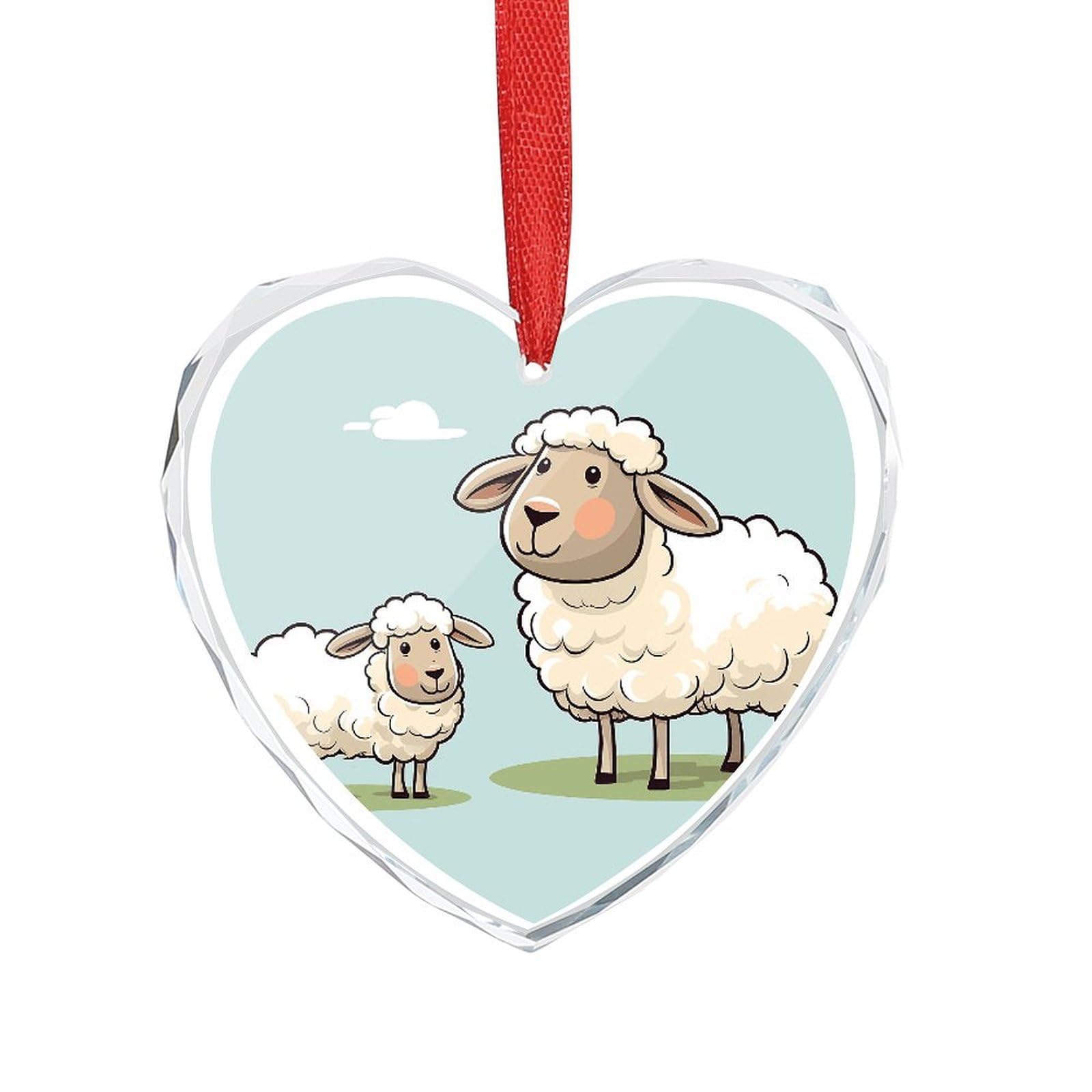 Wsoihfec Style Sheep And Lamb Cartoon Engagement Gifts For Couples, Glass Ornaments Just Married Bridal Shower Decor, Heart Keepsake Decor For Bride & Groom