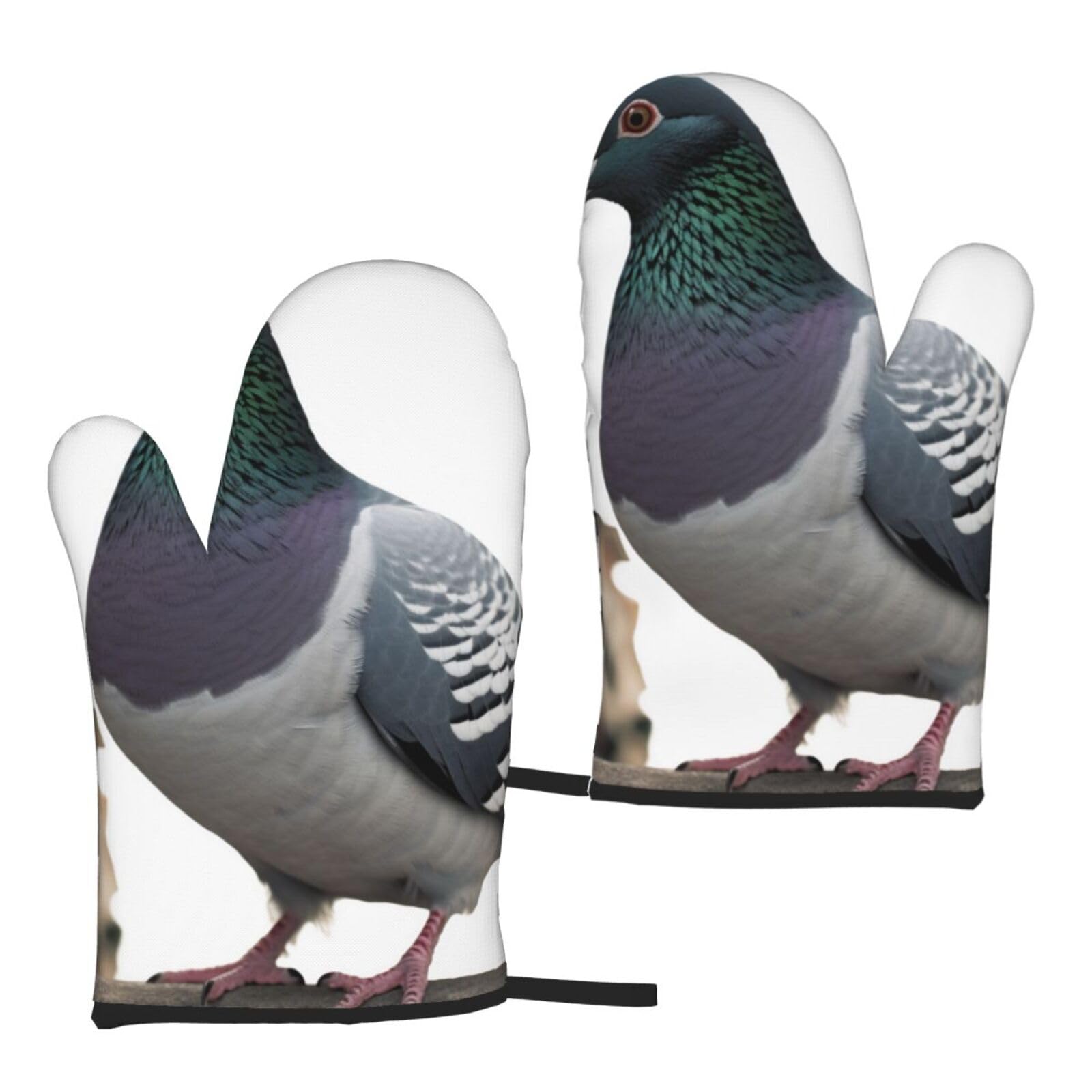 Pigeon Printed Oven Mitts Sets 2 PCS Heat Resistant and Non-Slip Glove Potholder for Kitchen Cooking Baking Grilling