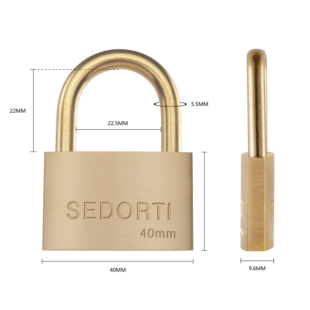 SEDORTI Candado resistente a la intemperie, candados de latón macizo con llave igual con grillete de latón, ligero, cuerpo de 1-1/2 pulgadas de ancho, candado marino, bloqueo antioxidante, paquete de