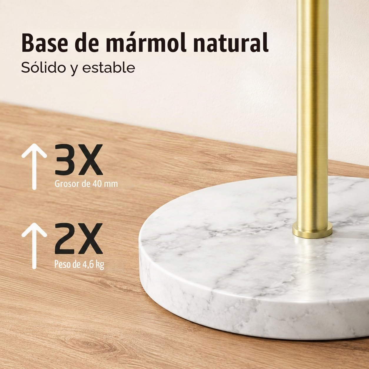 KES Toallero de Oro Cepillado Toallero de Pie Toallero Barra de Acero Inoxidable Baño Toallero de Baño Acero Inoxidable 18/8 Toallero Base de Mármol, BTH219-BZ | Base de piedra natural de 10 libras, 3 brazos giratorios, acero inoxidable SUS304, antidesliz