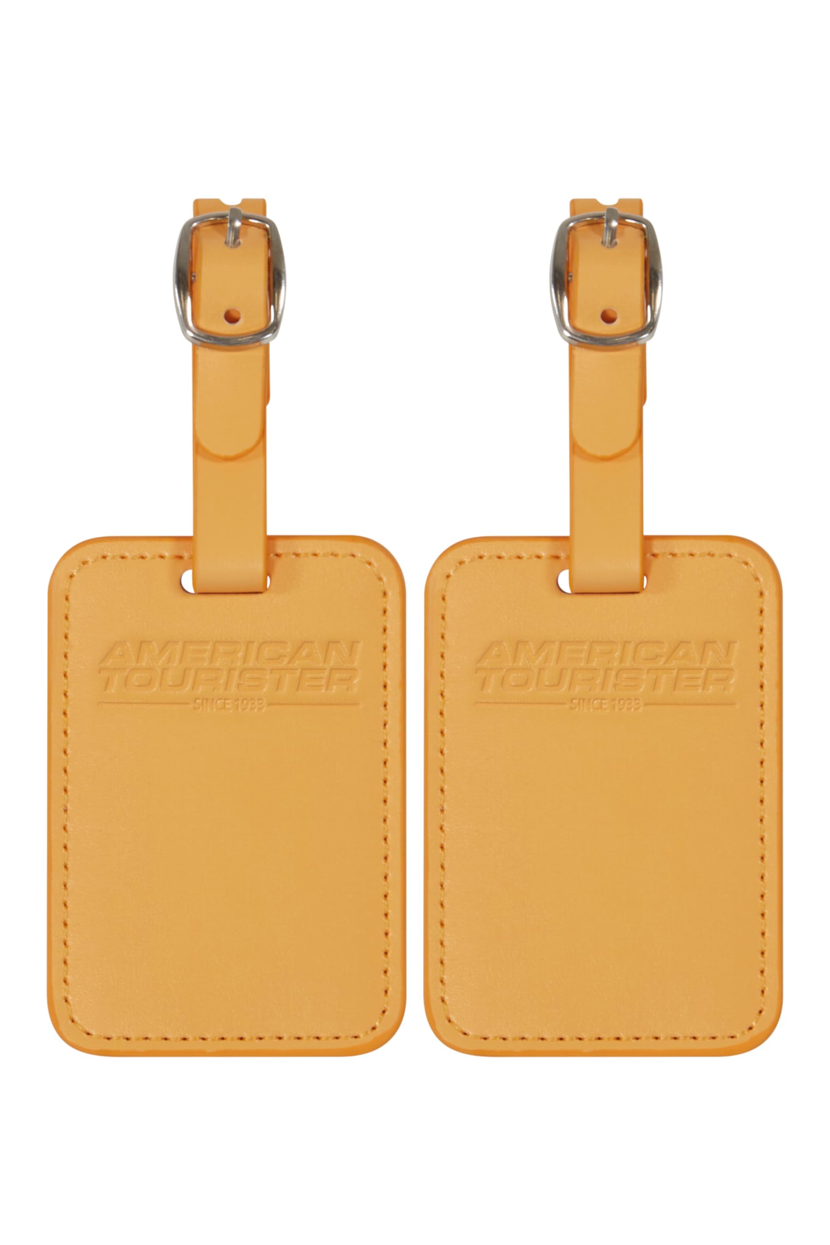 American Tourister Luggage Tags - for suitcases and Bags, with Adjustable Strap, Address Card Included, Set of 2, Papaya Pop