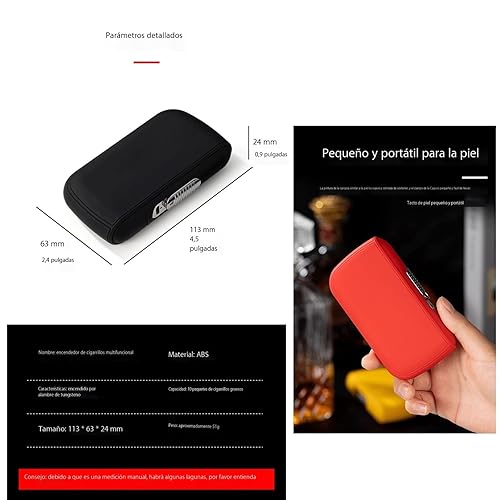 Miniatura 6 de Mini caja de cigarrillos con encendedor, caja de cigarrillos con capacidad para 10 unidades, portátil, caja de encendedor de bolsillo, sin llama,
