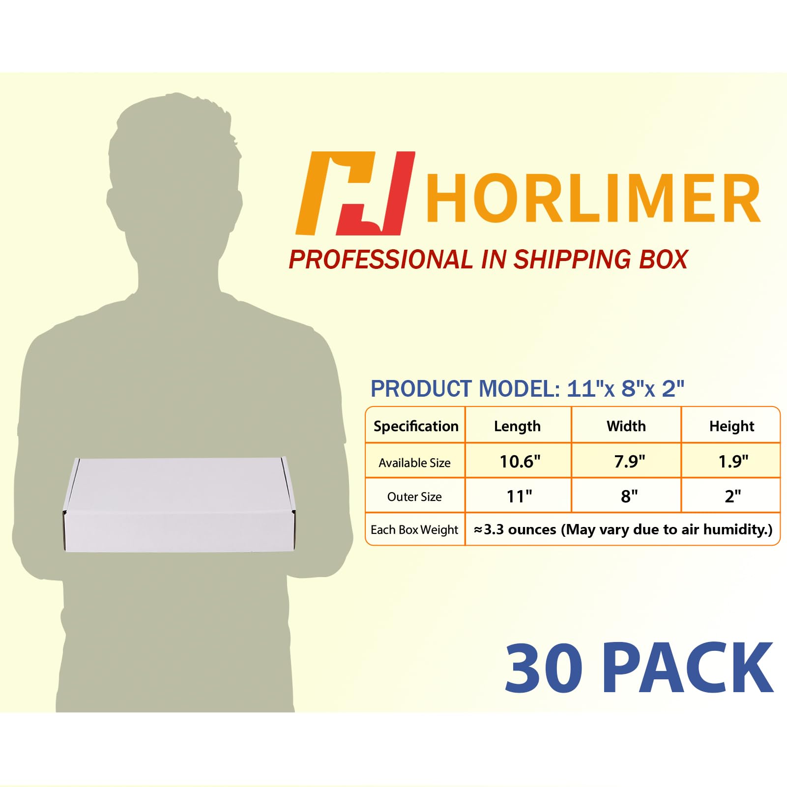 HORLIMER Lot de 30 boîtes d'expédition 27,9 x 20,3 x 5,1 cm