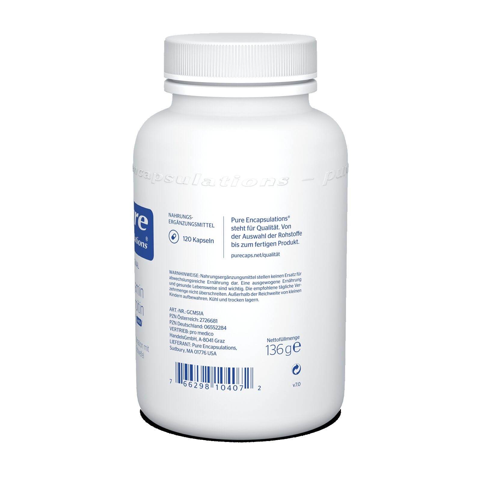 Pure Encapsulations - Glucosamin Chondroitin + MSM - Hochdosiert mit organischem Schwefel - 120 Kapseln
