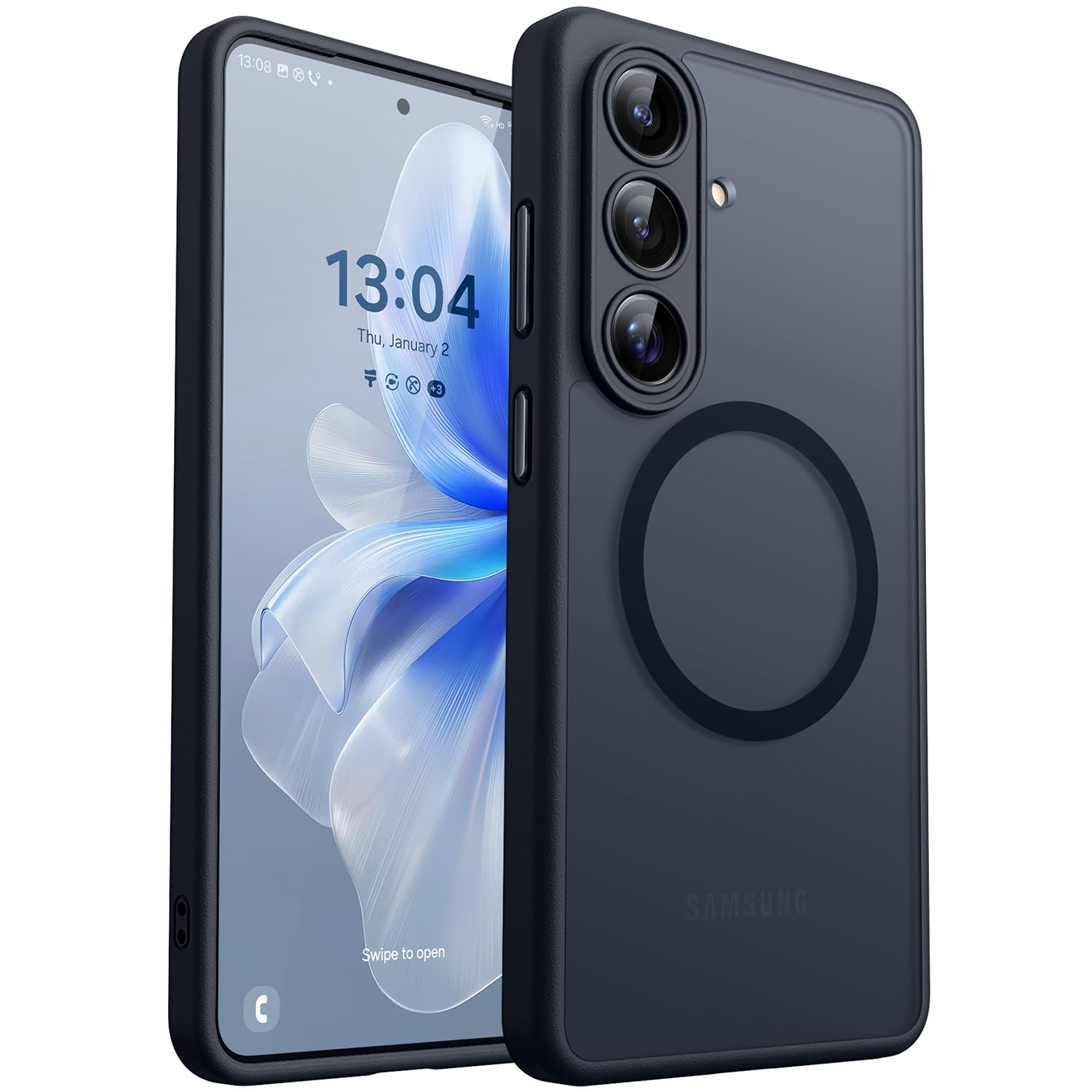 CANSHN Magnetica Cover per Samsung Galaxy S26 (6.3 Pollici), [Protezione Completa Della Fotocamera] Custodia Traslucida Opaca Protettiva Sottile Antiurto,Nero - 1