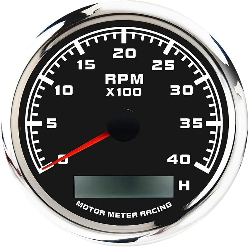 Tacômetro MOTOR METER RACING W Pro Series 85 mm 0–4000 RPM com horímetro – 1 unidade