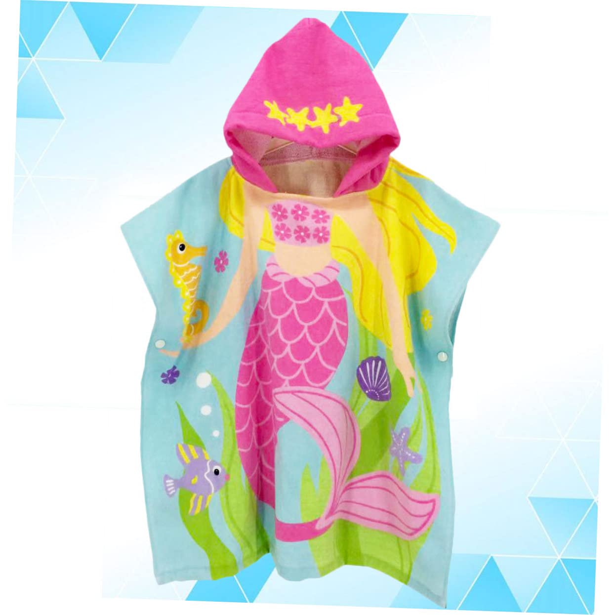Gatuida Toalla de Playa Infantil con Capucha de Algodón para Poncho Wearable Estampado de Sirena Ligera y para Baño y Playa