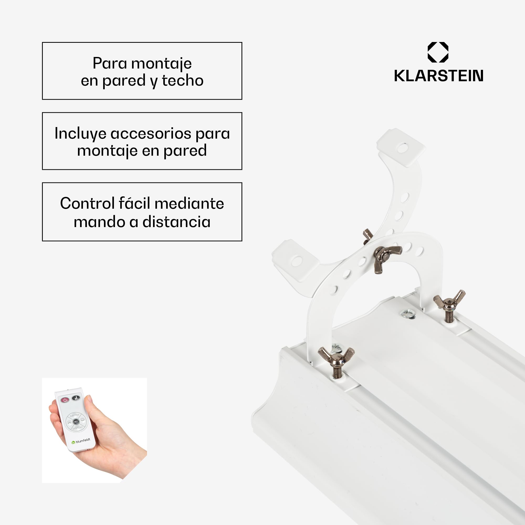 Klarstein Radiador Electrico Bajo Consumo, Calefactor para Patio o Terraza de 3000W, WiFi App, con Mando, Temporizador, LED, IP44, Calefactores Jardín, Sin CO2