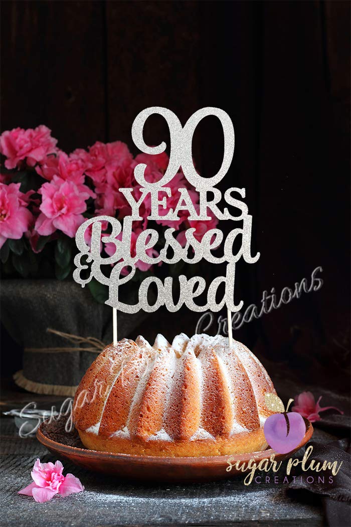 Sugar Plum Creations 90 Years Blessed & Loved, Silver Glitter
