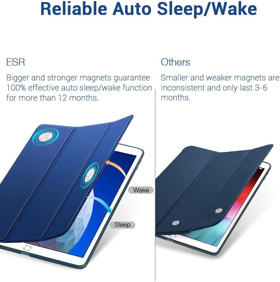 ESR Rebound Slim Smart Case Specially Designed for iPad Air 3 10.5" 2019, Flexible TPU Back Cover with Rubberized Coating, Auto Sleep/Wake and Viewing/Typing Stand for iPad Air (3rd Gen)2019,Navy Blue