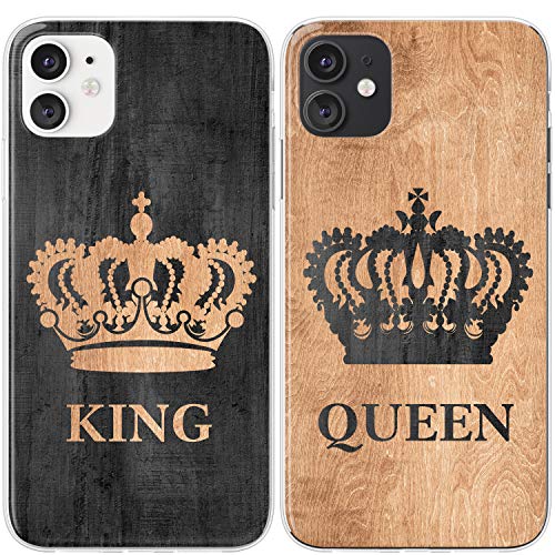 Mertak Couple Cases Compatible With Iphone 14 13 Pro Max 12 Mini 11 Se Xs Xr 8 Plus 7 6S King And Queen Protective Luxury Crown Aesthetic Girlfriend Wedding Anniversary Matching Boyfriend Wood His Her #TOP1