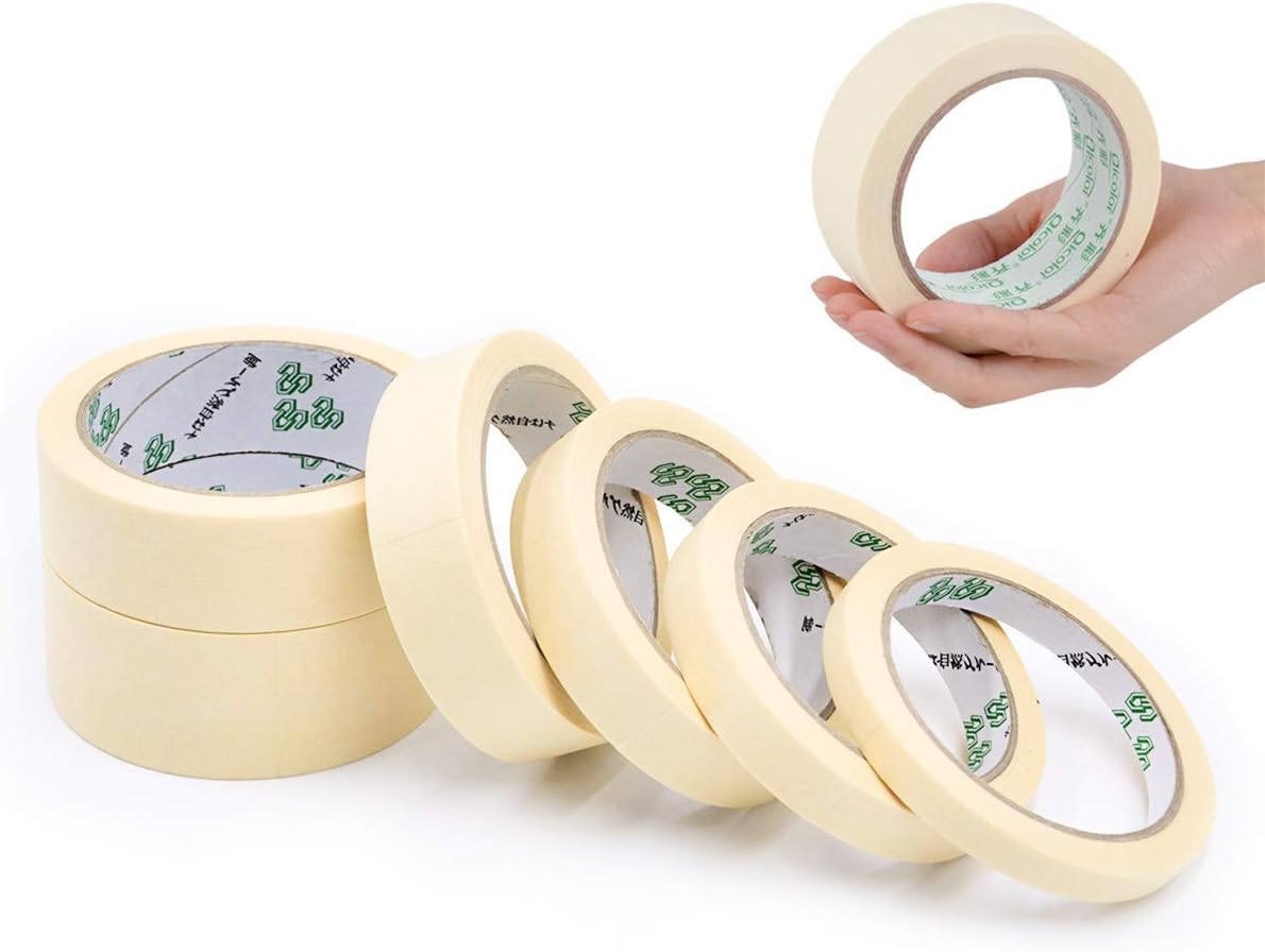 FEIGO 6 Rolls Masking Tape for Painting - 10/15/20/24/30/40mmร22.5m - Painters Tape for Decoration, Labeling, Painting