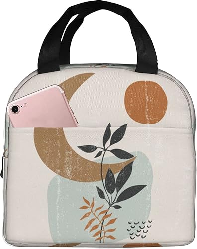 Miniatura 2 de VOOHDDY Bolsa de almuerzo aislada moderna abstracta bohemia minimalista para mujer, contenedor reutilizable para almuerzo, impermeable, portátil