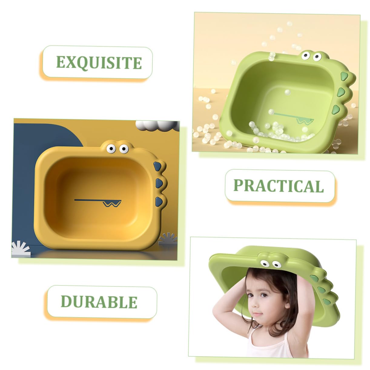VICASKY Lot de 2 Bassines pour Bébé en Plastique, Lavabos Portables et Pratiques Design Cartoon Bain Visage Usage Domestique Voiture