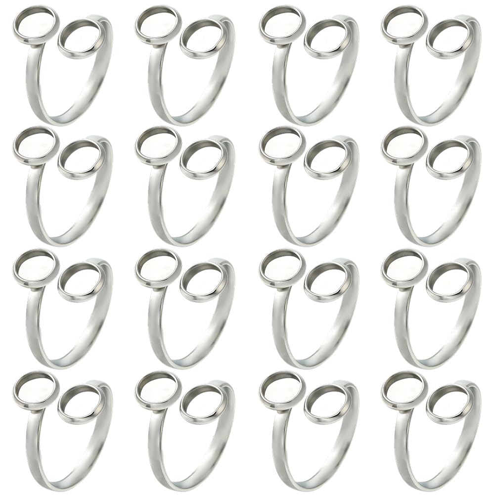 Bagues vierges réglables acier inoxydable 304 Beebeecraft pour fournitures de bijoux DIY