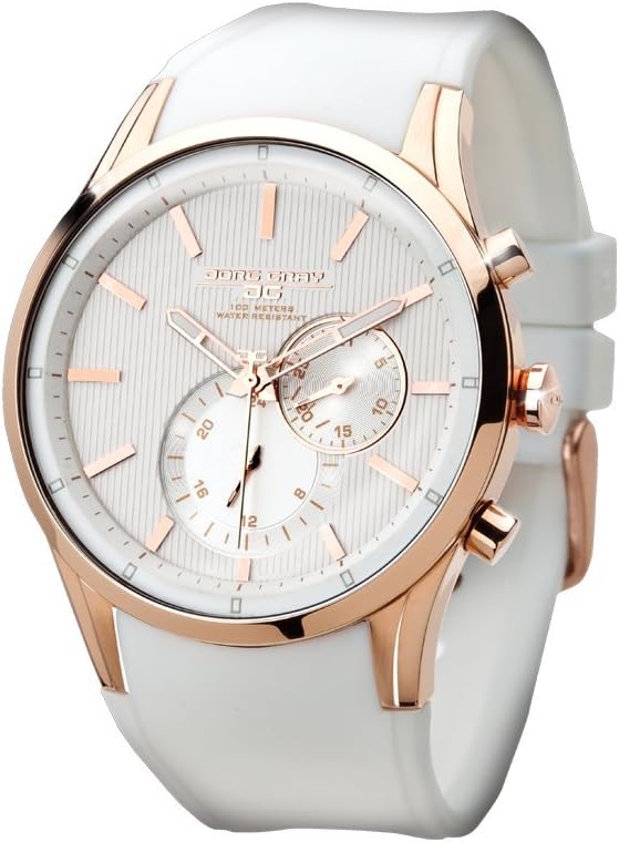 Jorg Gray Men's Chronograph Watch JG5100-33 with White Dial and Silicone Strap