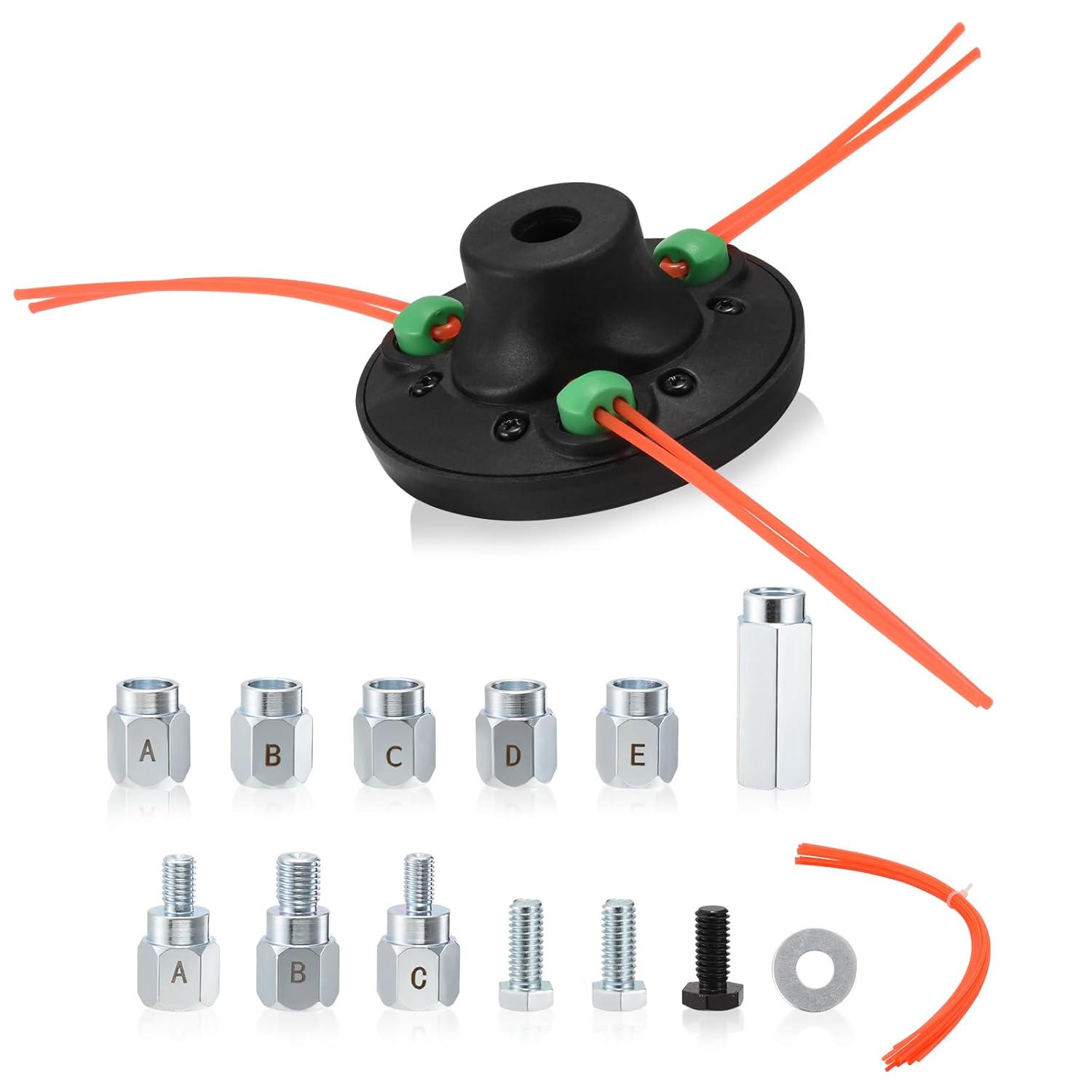 Envanptaz Universal Weed Eater Head, Fast Load Replacement String Trimmer Head with Bolts & Nuts - Weed Wacker Heads for Echo, Ego, Dewalt, Stihl, Husqvarna, Includes 12pcs 0.095" Trimmer Line