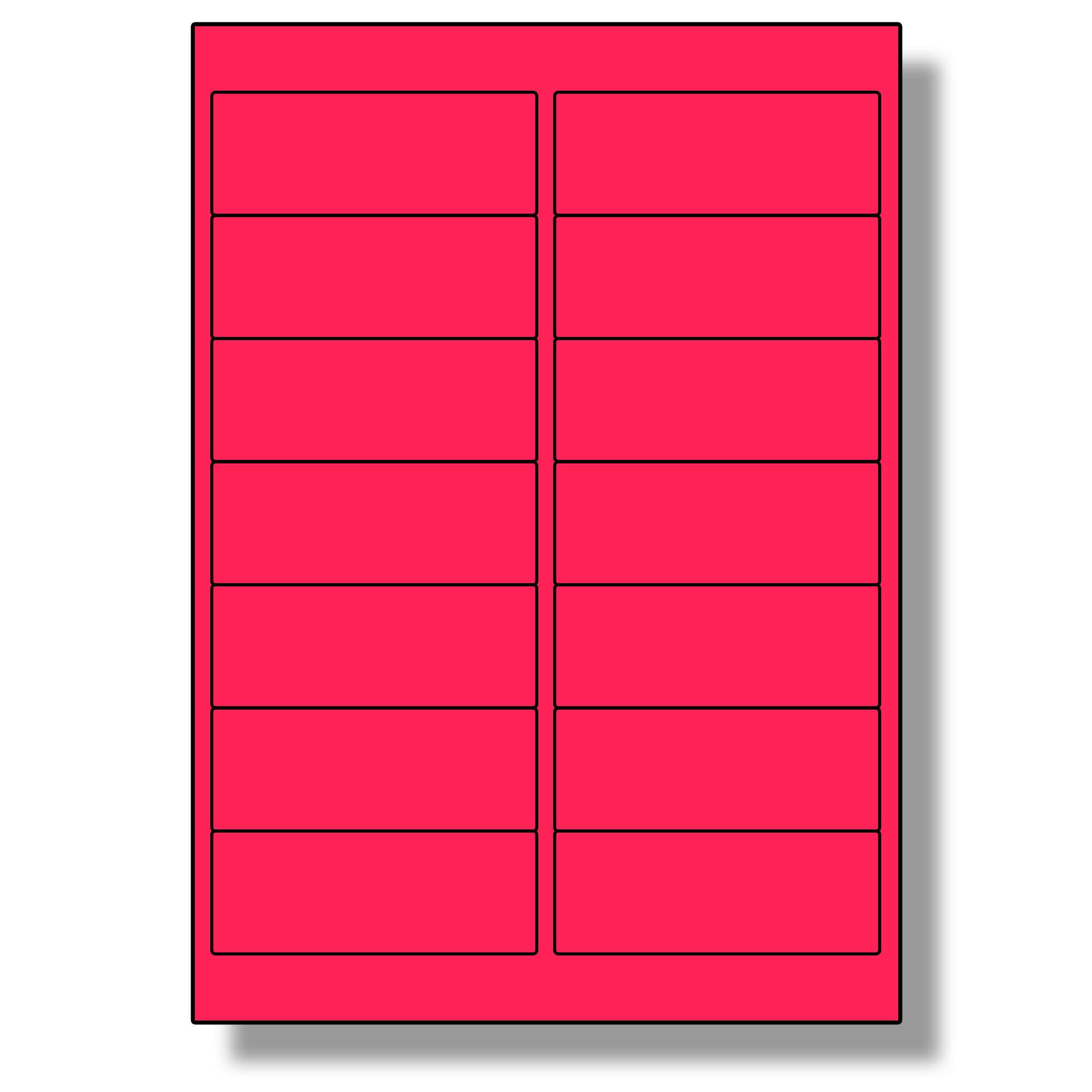 Label Planet® 14 Per Sheet, 100 Sheets (1400 Fluorescent Pink Labels). Fluorescent Labels for Laser Printers, 99.1 x 38.1mm, LP14/99 FC.