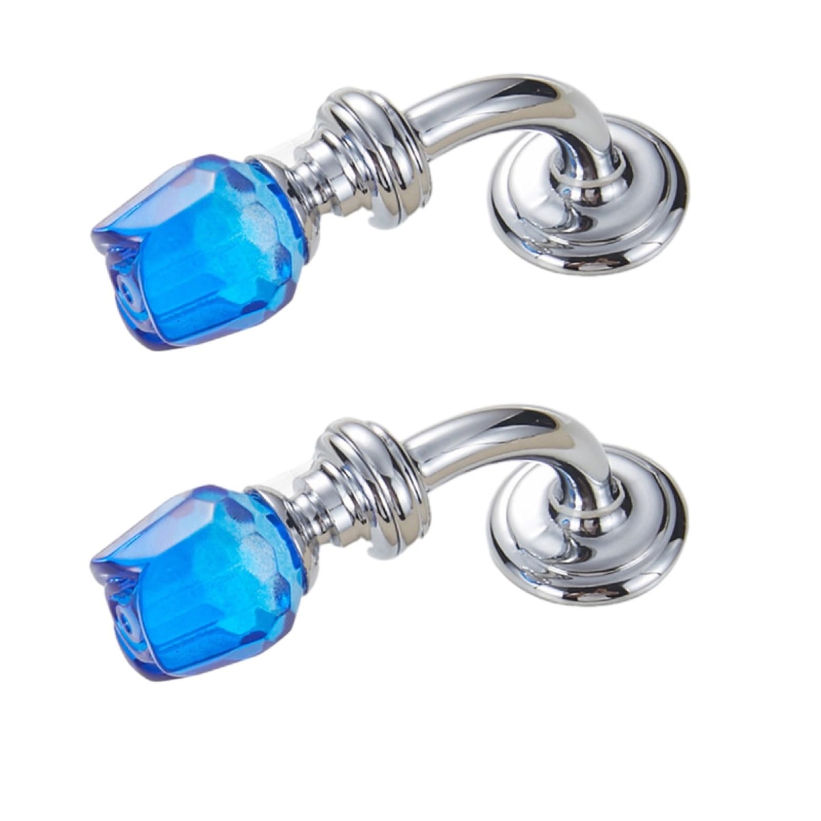 Kfgisd Bright Chrome Blue 2Pcs Bedroom Drawer Handles Single And Double Hole Multi-Color Glass Crystal Rose Knob Handle,Crystal Handles(,Single Hole)