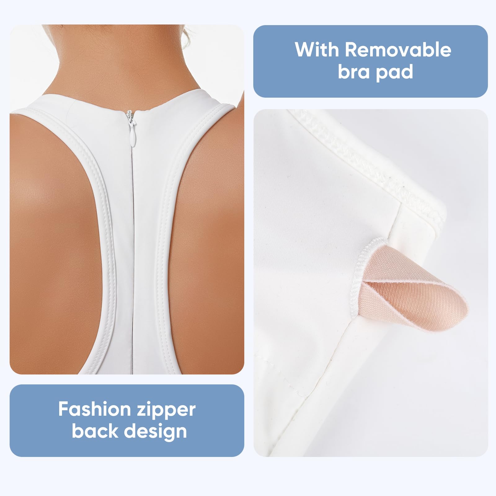 Bezioner Robe Tennis Femme Robe Zippée de Sport Dos Nageur Robes Golf avec Soutien-Gorge Short Intégré et Poches Tenue Tennis