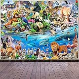 Aidatain Forest Animal Tapestry Tropical Lion Tiger Cheetah Polar Bear Wolf Giant Panda Dolphin Ocea