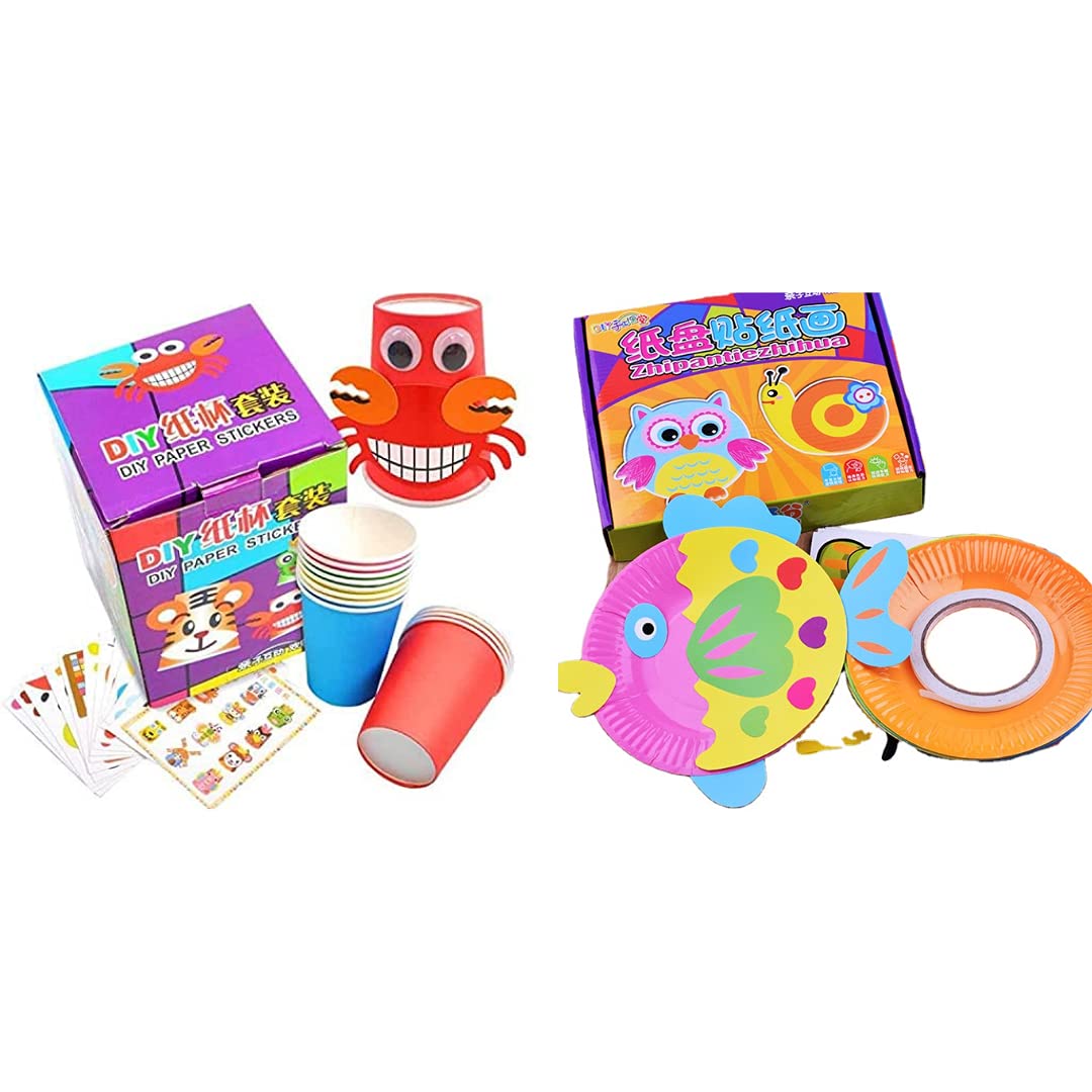 Mumfactory DOUBLE CRAFT SET Crafts Paper Cups & Plates Art Kit Kids Crafts Art Toys DIY Crafts Toys for Kids Children, learning toy