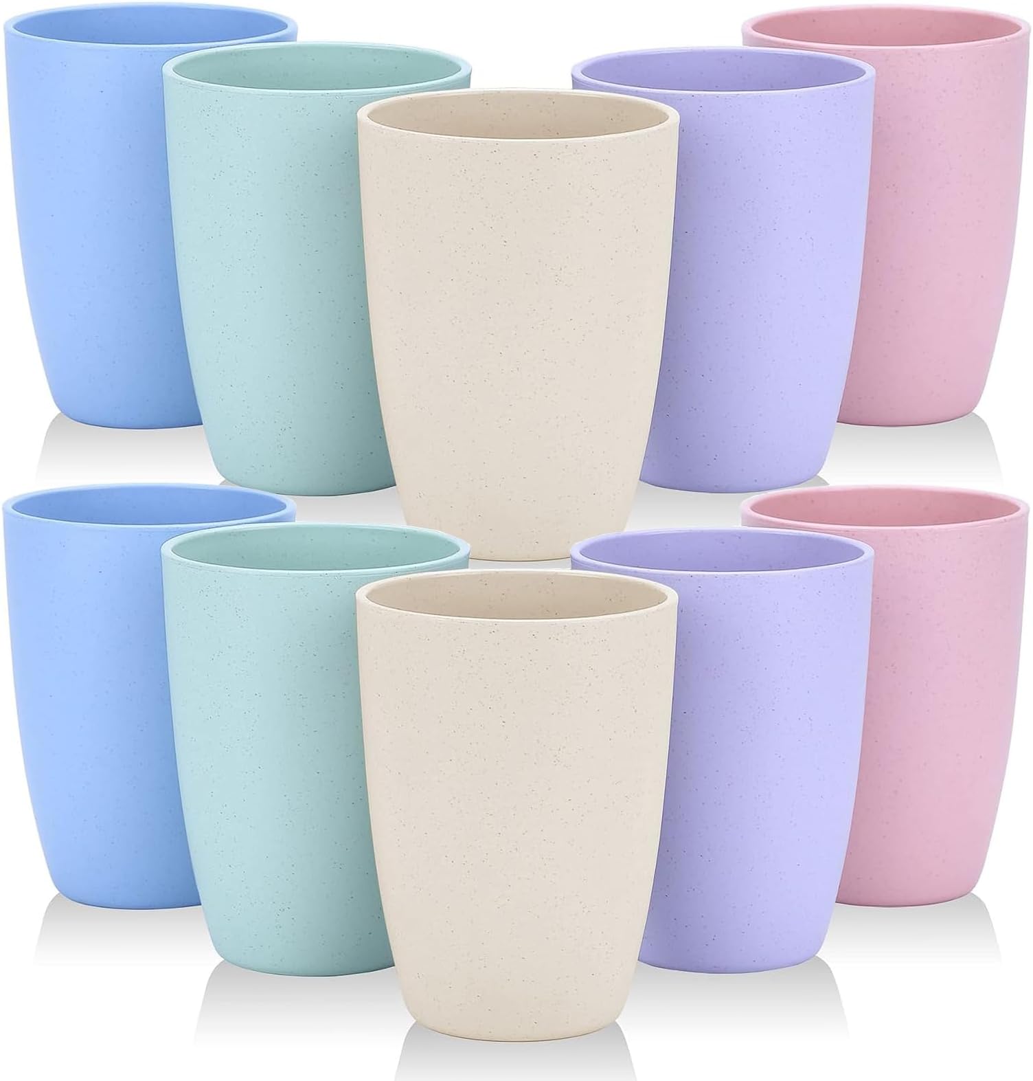 PALUDO 10 Pack Unbreakable Reusable Drinking Cups, 350ml Plastic Tumblers Drinking Cups Set for Kitchen Picnics Outdoor Parties Travels - Dishwasher and Microwave Safe - 5 Colors
