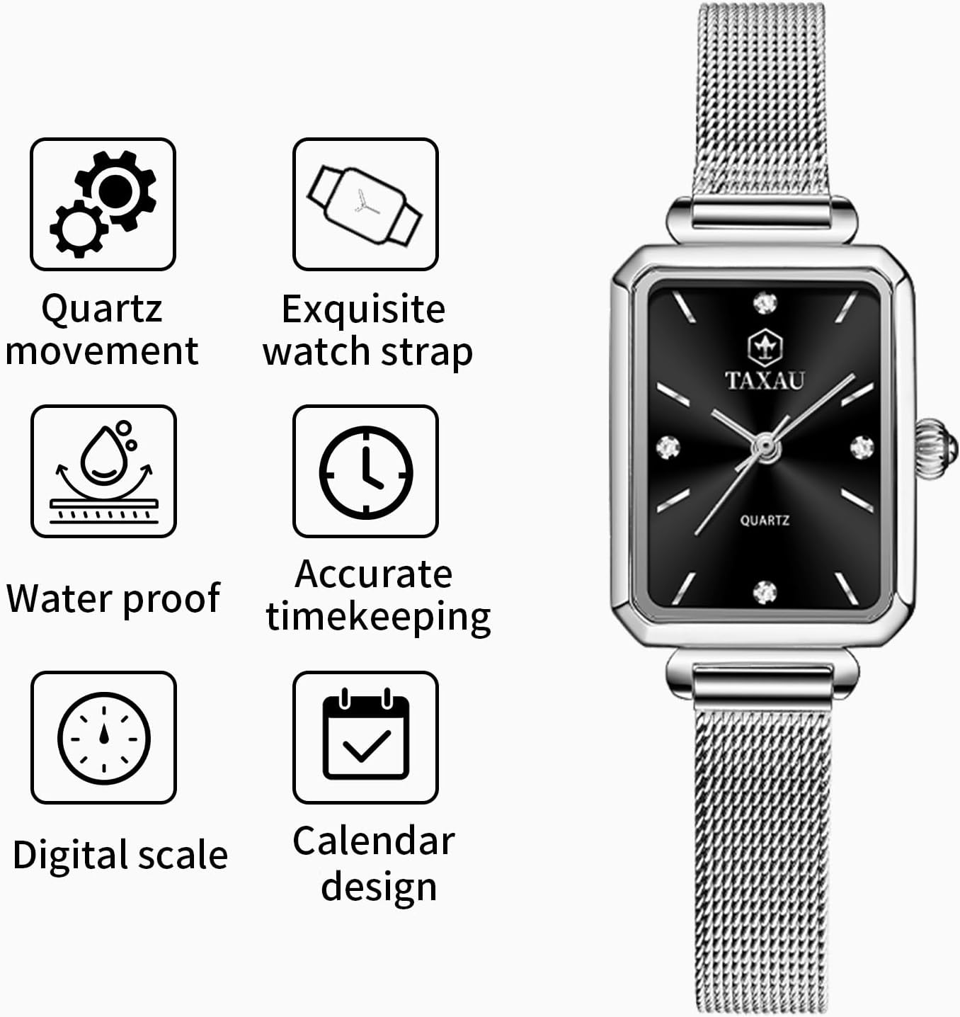 Womens Watch Fashion Dress Mesh Strap Waterproof Watches for Women Elegant Dainty Two Tone Womens Watch Analog Quartz Easy Read Ladies Watches with Day Date - Image 2