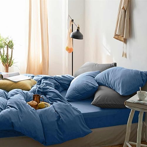 ETDIFFE Juego de funda de edredón de 3 piezas de microfibra con patrón de rayas verticales de granja, funda de edredón suave y ligera, color blanco